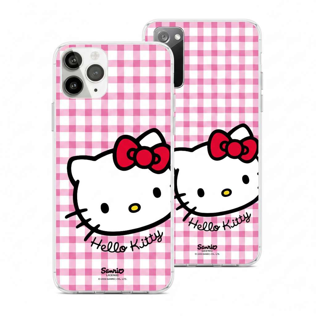 Funda oficial Hello Kitty con estampado Vichy de cuadros para móvil
